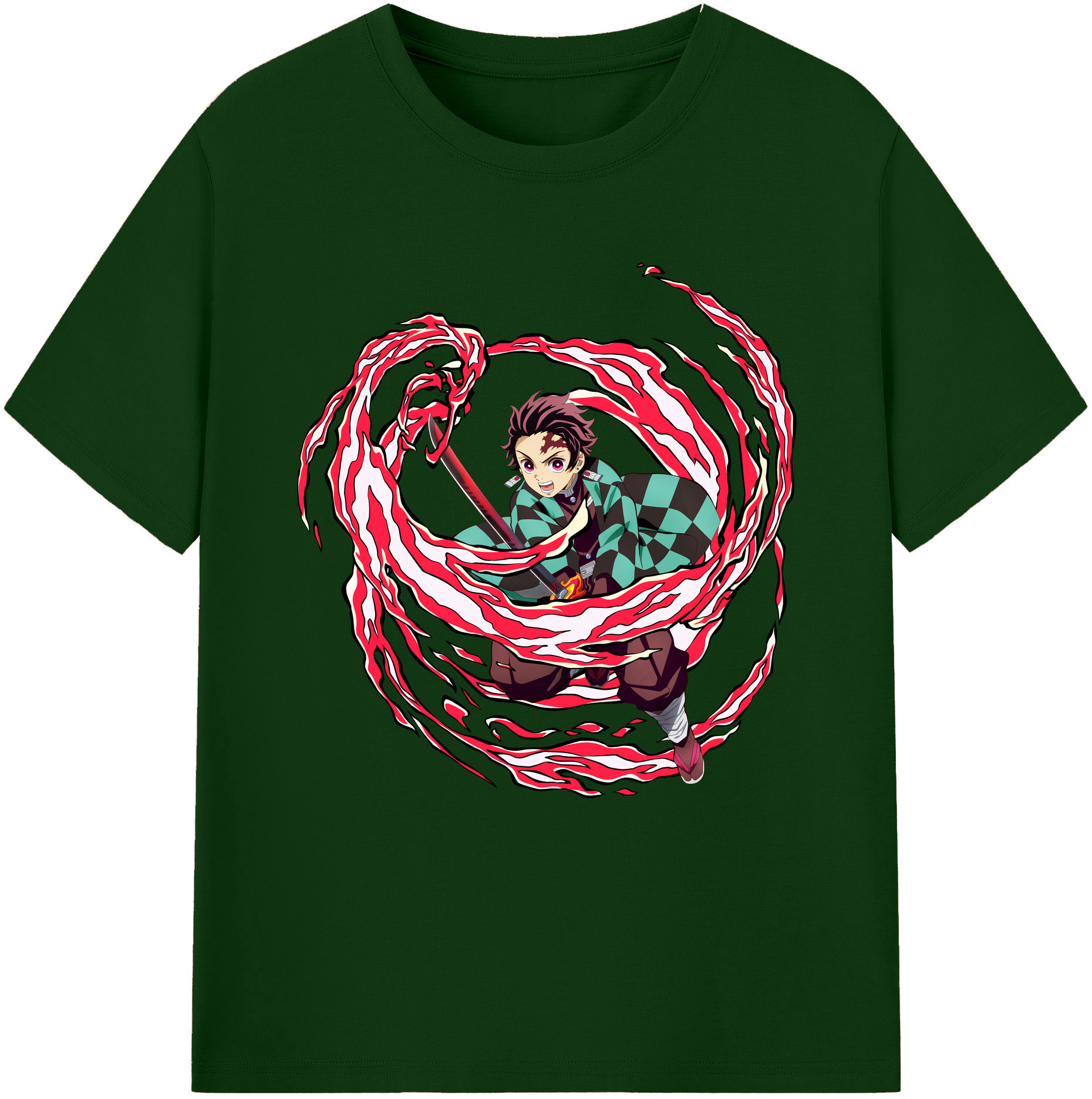 （画像用） 鬼滅の刃 竈門 炭治郎／かまど たんじろう Kamado Tanjirou 綿100％半袖Tシャツ（フロントプリント）